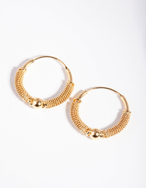 Gold Plated Sterling Silver Wire Ball Hoop Earrings - Lovisa