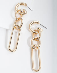 Gold Multi Link Drop Earrings - link has visual effect only