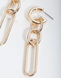 Gold Multi Link Drop Earrings - link has visual effect only