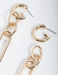 Gold Multi Link Drop Earrings - link has visual effect only