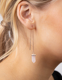 Rose Gold Turquoise Thread Through Earrings - link has visual effect only