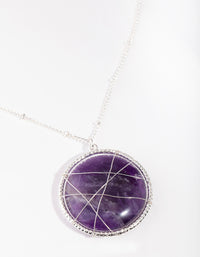 Silver Long Caged Amethyst Necklace - link has visual effect only