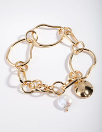 Gold Multi Size Link Bracelet - link has visual effect only