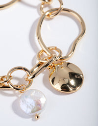 Gold Multi Size Link Bracelet - link has visual effect only