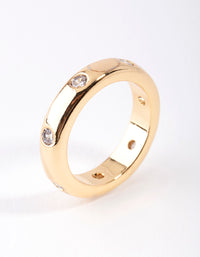 Gold Plated Mini Diamante Band Ring - link has visual effect only