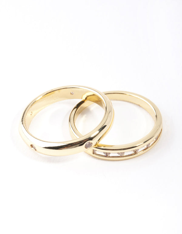 Gold Plated Diamante Stone Ring Pack - Lovisa