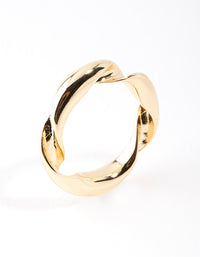 Gold Plated Twist Band Ring - link has visual effect only