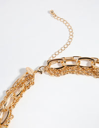 Gold Chain & Bead 4 Row Necklace - link has visual effect only