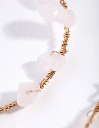 Gold Pink Stone Wrap Hoop Earrings - link has visual effect only