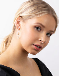 Gold Pink Stone Wrap Hoop Earrings - link has visual effect only