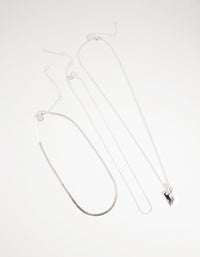 Silver Plated Multi-Row Square Pendant Necklace - link has visual effect only