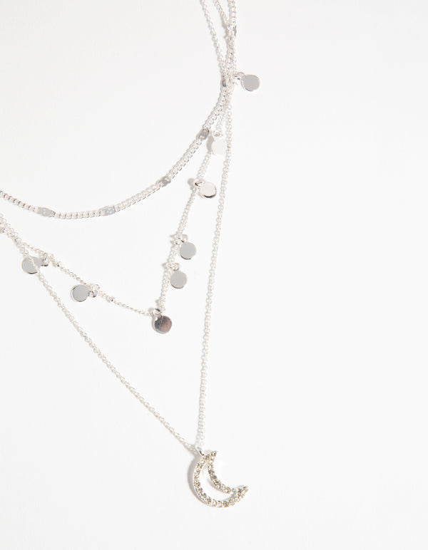 Silver 3 layer deals necklace