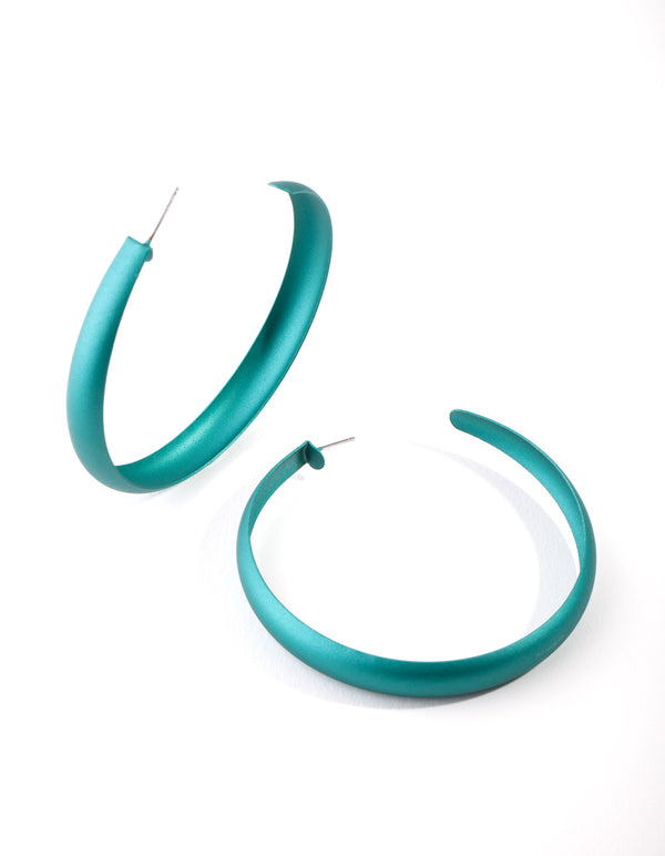 Matte Teal 60mm Hoop Earrings