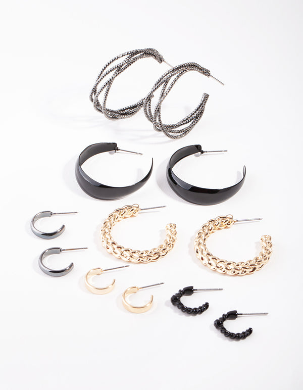 Matte Multi Twist 6-Pack Hoop Earring