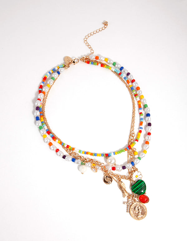 90s Rainbow Layered Necklace - Lovisa