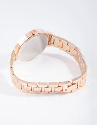 Rose Gold Geometric Lines Link Watch - link has visual effect only