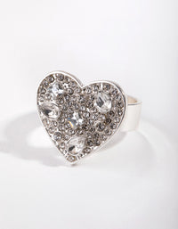 Silver Diamante Heart Sheild Ring - link has visual effect only