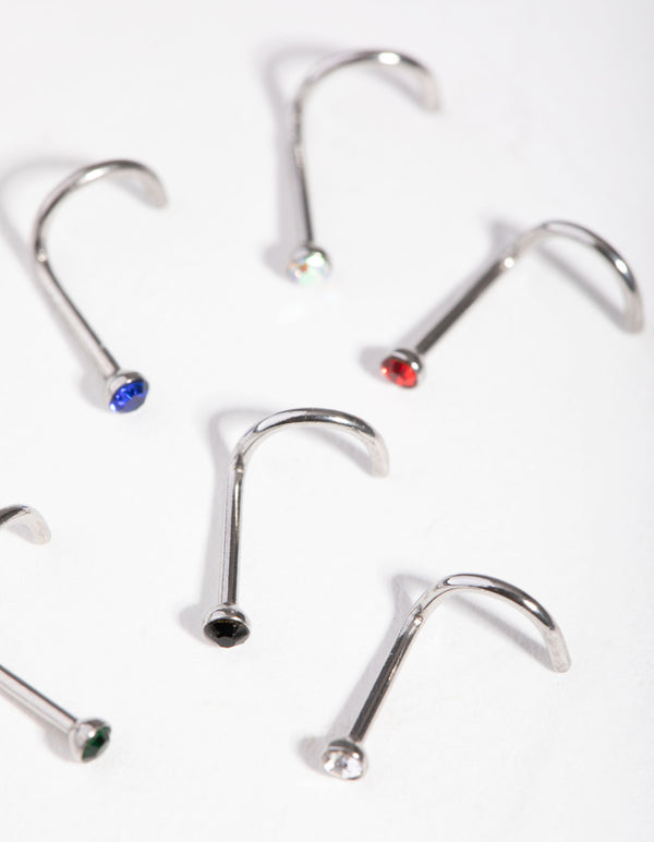 Rhodium Classic Mixed Nose Piercing 6-Pack - Lovisa