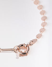 Rose Gold Half Link Half Disc Necklace - link has visual effect only