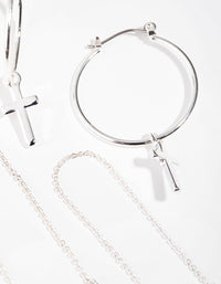 Silver Basic Cross Pack Earring - link has visual effect only