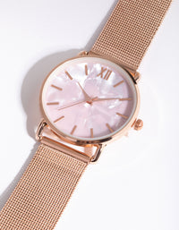 Rose Gold Marble Mesh Strap Watch - link has visual effect only