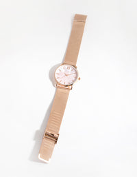 Rose Gold Marble Mesh Strap Watch - link has visual effect only