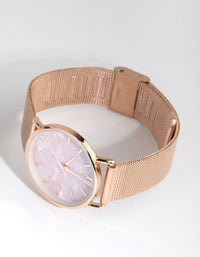 Rose Gold Marble Mesh Strap Watch - link has visual effect only