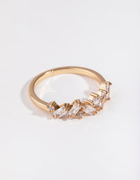 Cubic Zirconia Gold Cluster Row Ring - link has visual effect only