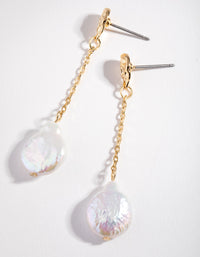 Gold Plated Chain & Freshwater Pearl Drop Earrings - link has visual effect only