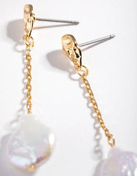 Gold Plated Chain & Freshwater Pearl Drop Earrings - link has visual effect only