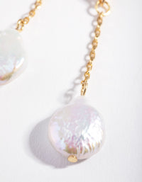 Gold Plated Chain & Freshwater Pearl Drop Earrings - link has visual effect only