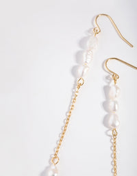 Gold Plated Four Freshwater Pearl Long Chain Earrings - link has visual effect only