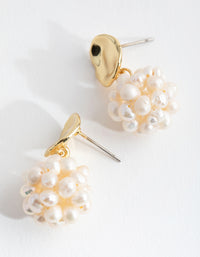 Gold Plated Flat Stud Freshwater Pearl Jumble Earrings - link has visual effect only