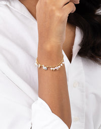 Gold Plated Freshwater Pearl Droplet Bracelet - link has visual effect only