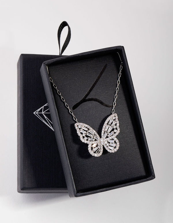 2PCS Butterfly Necklace Women's Large Butterfly Pendant Necklace Rhinestone  Chain Bling Tennis Chain Crystal Necklace Necklace Jewelry | Wish