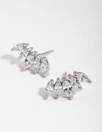 Surgical Steel Cubic Zirconia Marquise Fan Stud Earrings - link has visual effect only