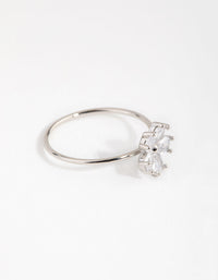 Rhodium Cubic Zirconia Daisy Diamante Ring - link has visual effect only