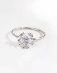 Rhodium Cubic Zirconia Daisy Diamante Ring - link has visual effect only