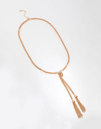 Long Gold Knot & Tassel Necklace - link has visual effect only