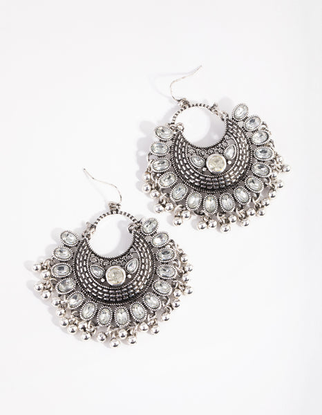 Buy Women Silver Oxidized Paisley Chandbali Earrings - Earrings - Indya