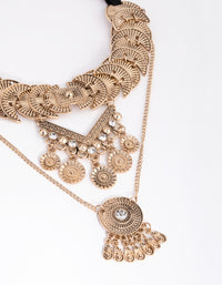 Antique Gold Statement Disc Necklace - link has visual effect only