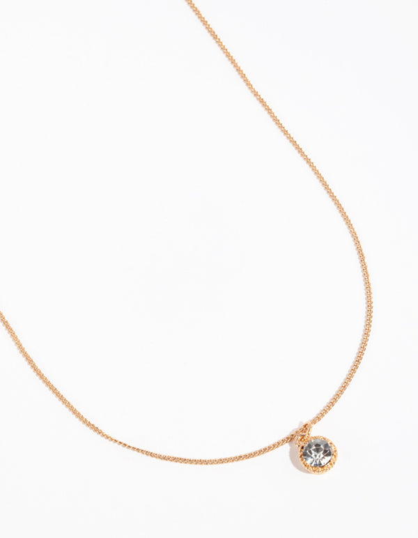 Gold Circular Diamante Pendant Necklace - Lovisa