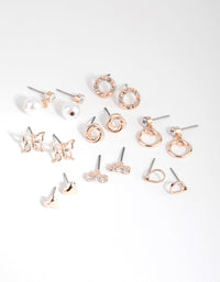 Rose Gold Round Profile Earring 8-Pack - link has visual effect only