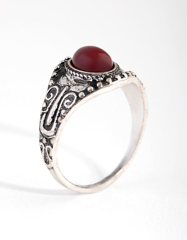 Red stone clearance rings sterling silver