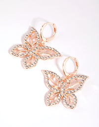 Rose Gold Butterfly Diamante Huggie Earrings - link has visual effect only