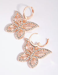 Rose Gold Butterfly Diamante Huggie Earrings - link has visual effect only