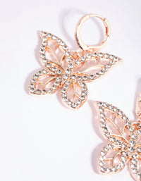 Rose Gold Butterfly Diamante Huggie Earrings - link has visual effect only