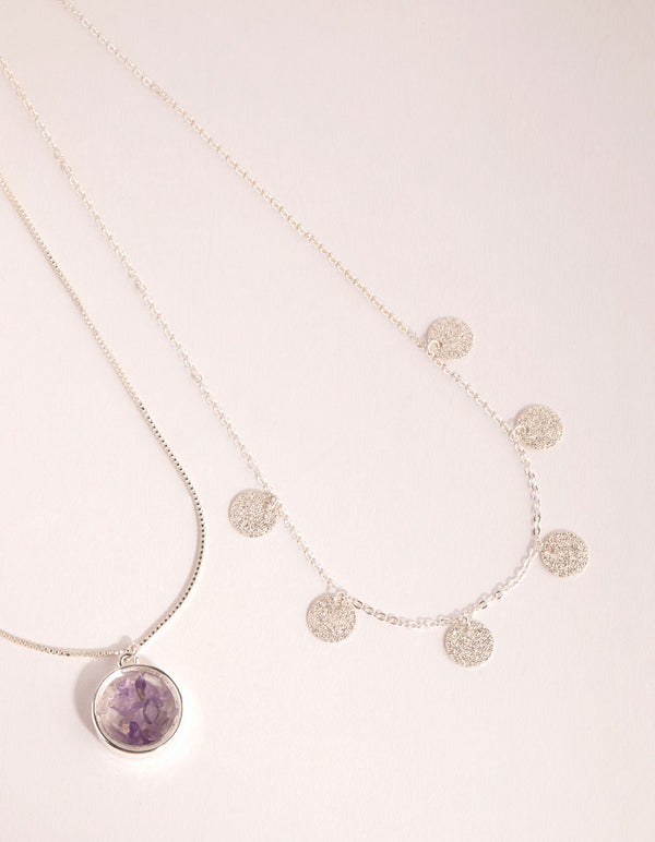 Silver Amethyst Shaker Necklace