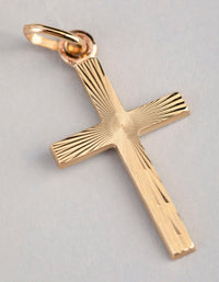 9ct Gold Textured Cross Pendant Charm - link has visual effect only