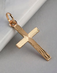 9ct Gold Textured Cross Pendant Charm - link has visual effect only